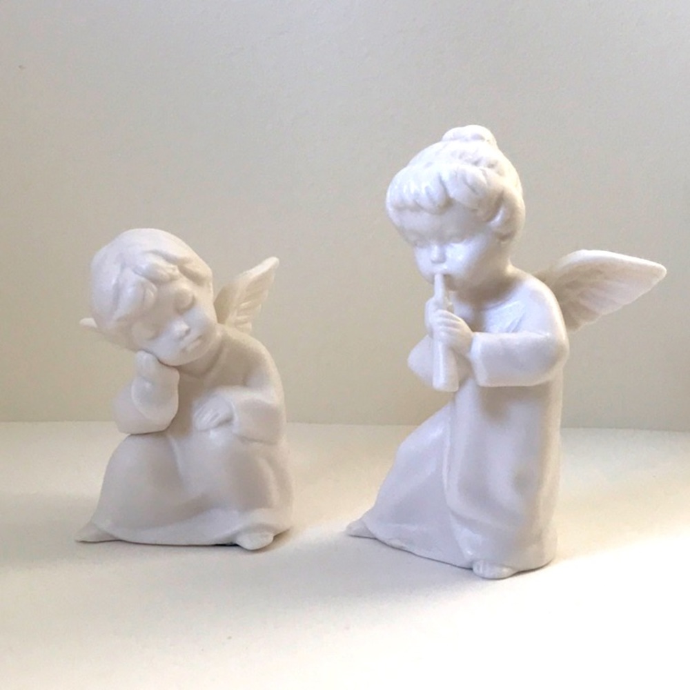Schmid Brothers Angels Sleeping Angel and Angle Playing Flute figures